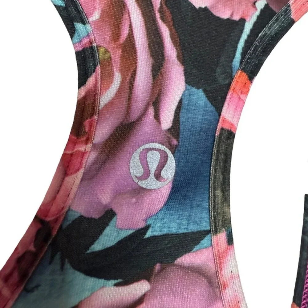 Lululemon Cool Racerback Secret Garden Women 4‎ Pink Floral Stretch Breathable
